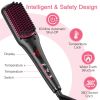 Enhanced Ceramic Hair Straightener Brush by , 2-in-1 Ionic Straightening Brush w/Anti-Scald Feature Suit for All Hair Types, Auto Temperature Lock & A