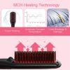 Enhanced Ceramic Hair Straightener Brush by , 2-in-1 Ionic Straightening Brush w/Anti-Scald Feature Suit for All Hair Types, Auto Temperature Lock & A