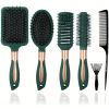 6pcs Hairdressing Comb Brush Set Paddle Air Cushion Comb Oval Air Bag Comb Rib Comb Round Curling Comb Rat Tail Comb Hair Brush Cleaning Comb