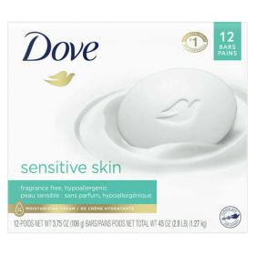 Dove Beauty Bar Sensitive Skin More Moisturizing Than Bar Soap, 3.75 oz, 12 Bars (Brand: Dove)